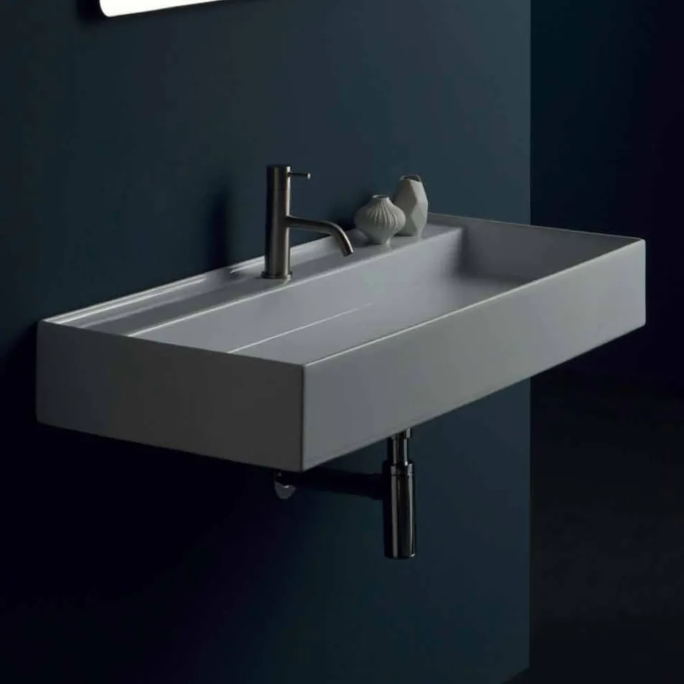 Hängewaschbecken aus Keramik in modernem Design Sun 100x45 cm, hergestellt in Italien