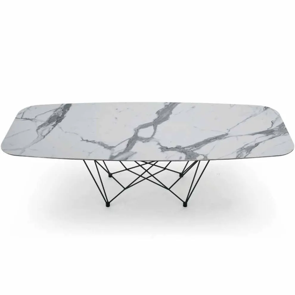 Hochwertiger Esstisch aus Keramik und Stahl, hergestellt in Italien – Ezzellino