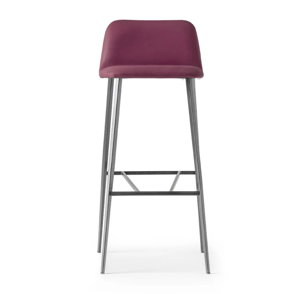 Hochwertiger Hocker aus Leder mit Metallbasis Made in Italy - Molde