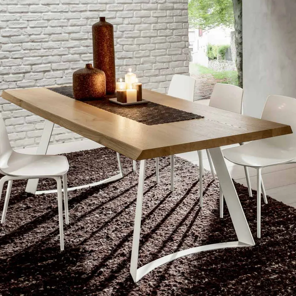 Hochwertiger Küchentisch aus entrindetem Holz Made in Italy - Pinocchio