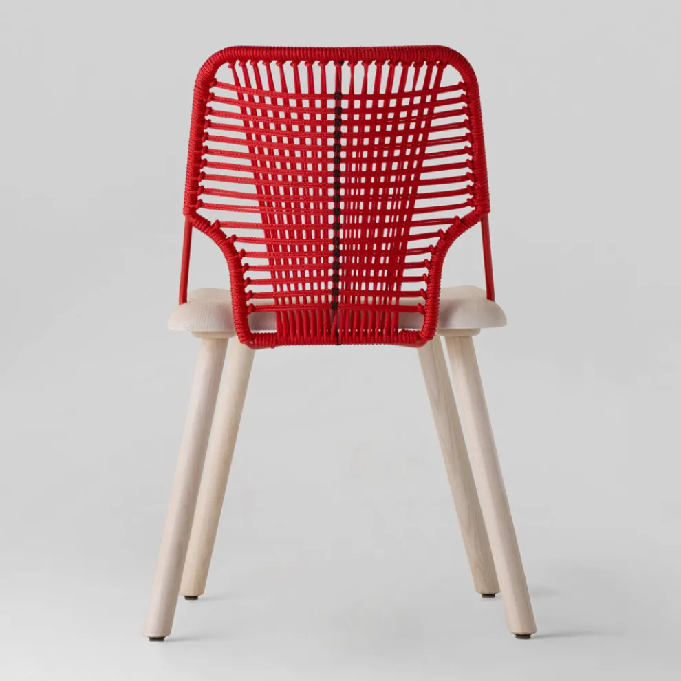 Hochwertiger Stuhl aus Holz, Metall und Seil Made in Italy, 2 Stück - Mandal