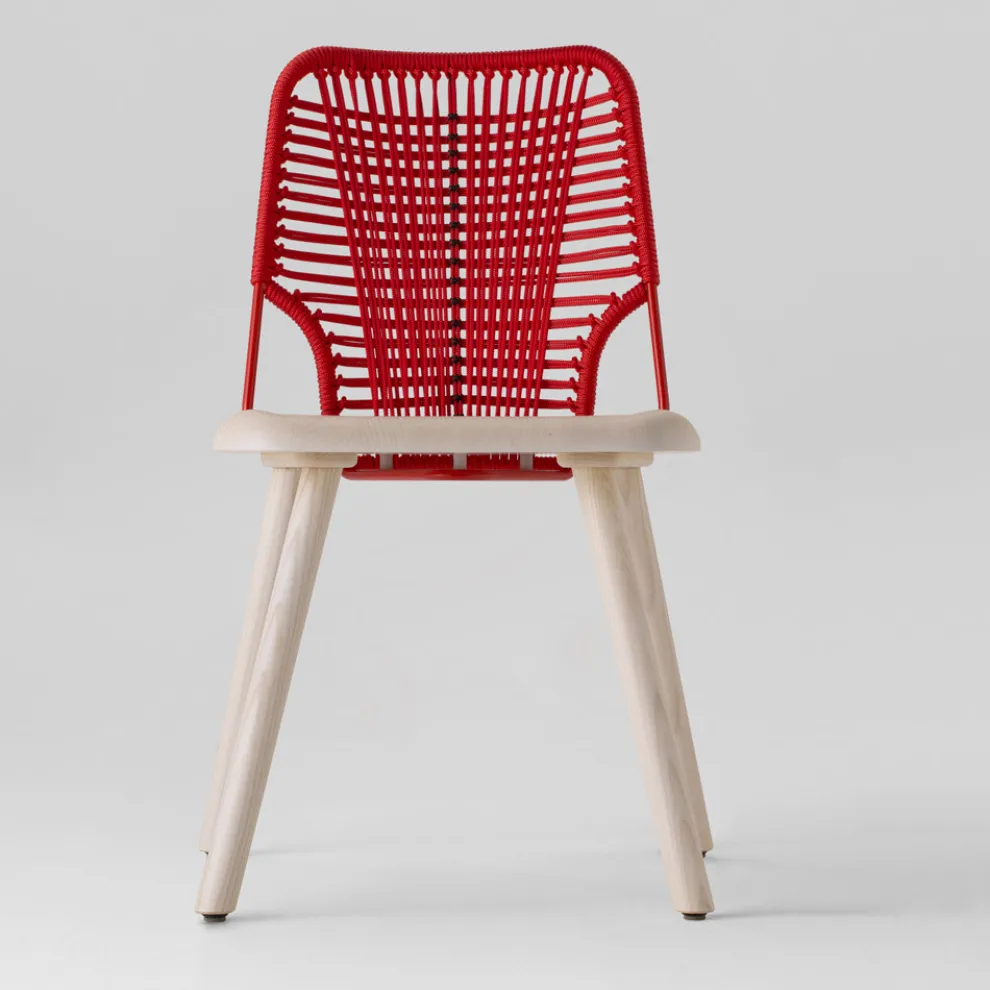 Hochwertiger Stuhl aus Holz, Metall und Seil Made in Italy, 2 Stück - Mandal