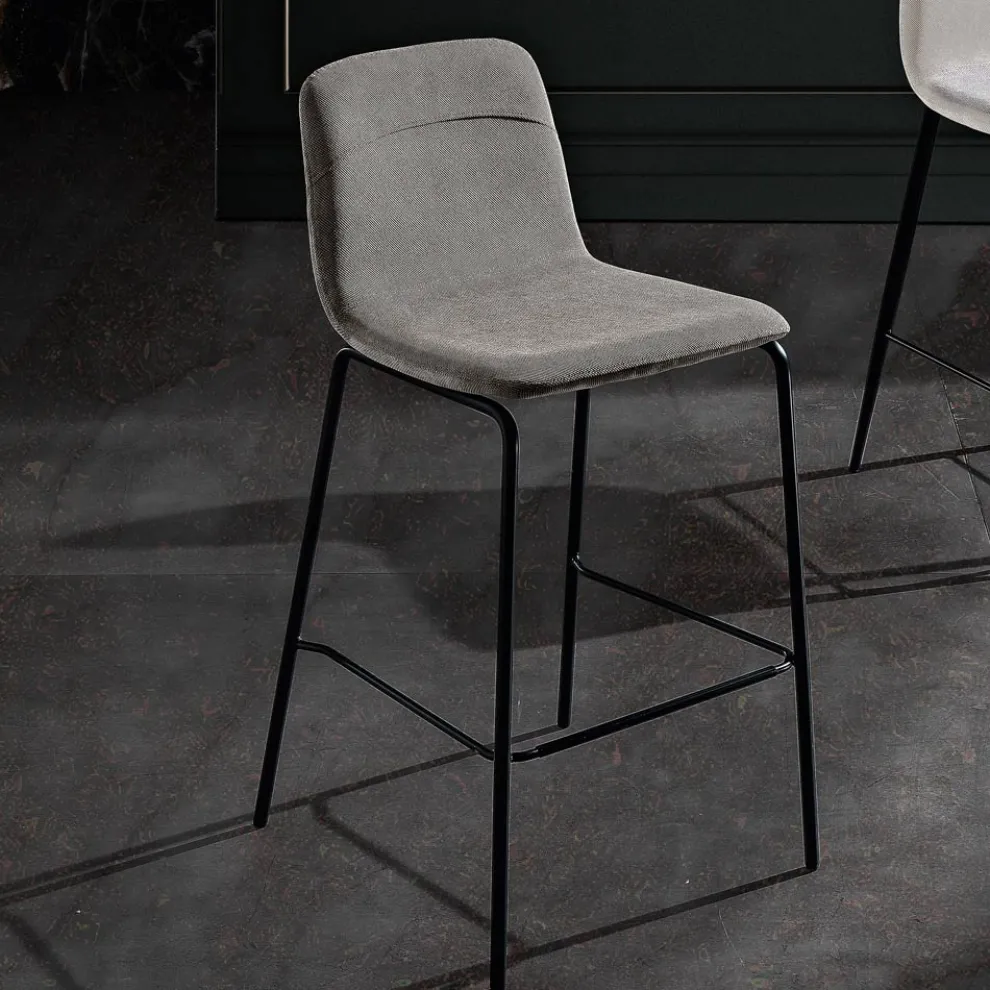 Hocker aus farbigem Stoff und modernem Metall Made in Italy - Nautilus