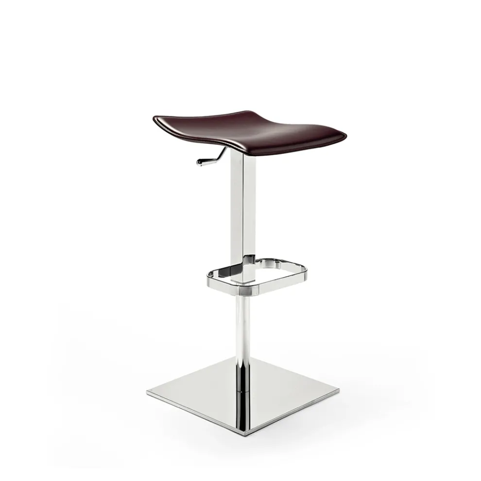 Hocker aus Holz, Stahl und Leder, Leder oder Kunstleder - Lewis Model