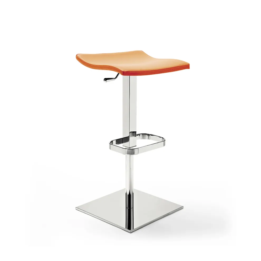 Hocker aus Holz, Stahl und Leder, Leder oder Kunstleder - Lewis Model