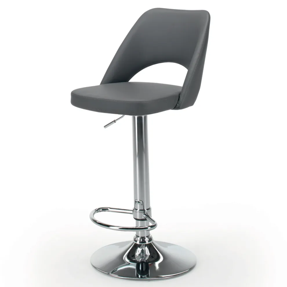 Hocker aus Öko-Leder und Stahl mit Gasfeder, hergestellt in Italien – Lorenza