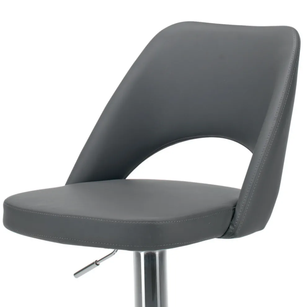 Hocker aus Öko-Leder und Stahl mit Gasfeder, hergestellt in Italien – Lorenza