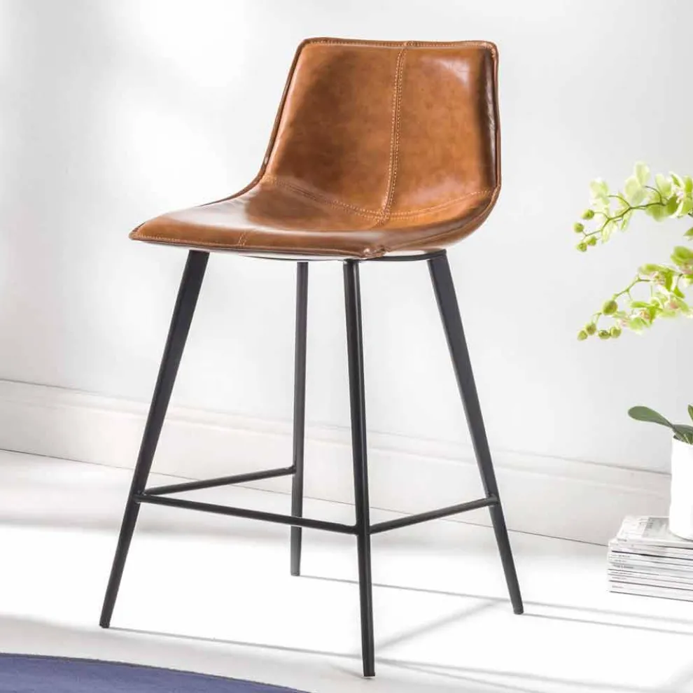 Hocker aus Kunstleder Wildleder-Effekt H 60, Struktur mit 4 Beine - Ovidio