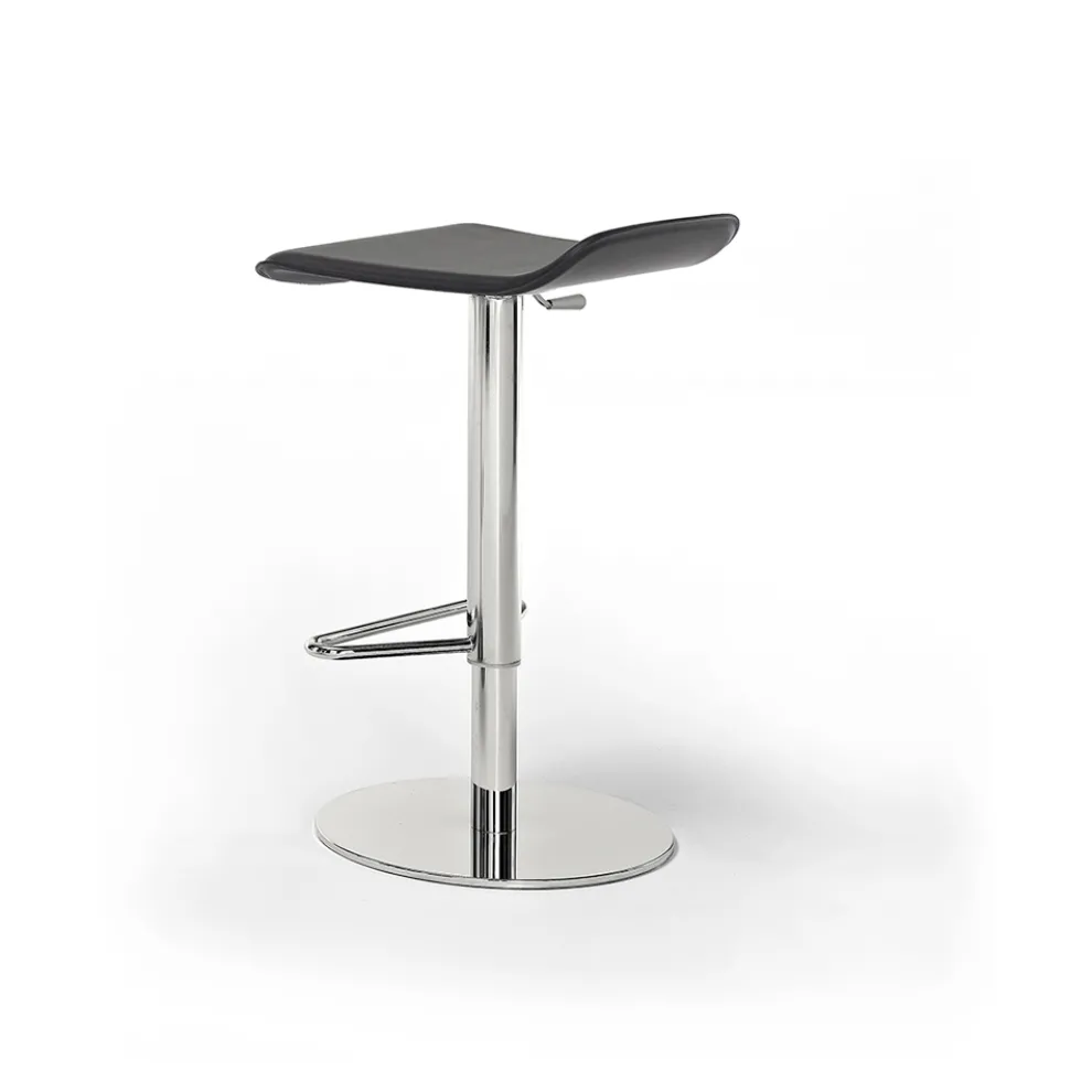 Hocker aus Kunstleder, Leder oder Leder, Stahl- und Holzkonstruktion - Peck Model