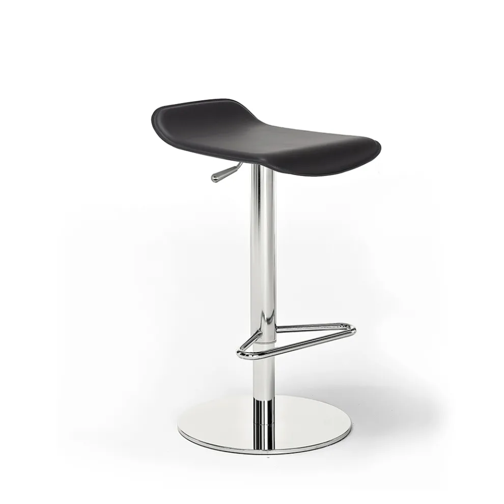 Hocker aus Kunstleder, Leder oder Leder, Stahl- und Holzkonstruktion - Peck Model