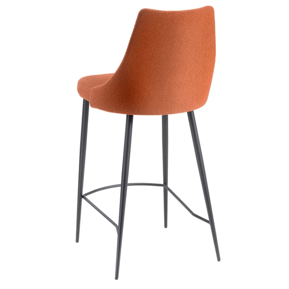 Hocker aus kupferfarbenem Stoff und schwarzen Beinen, hergestellt in Italien – Teddybär