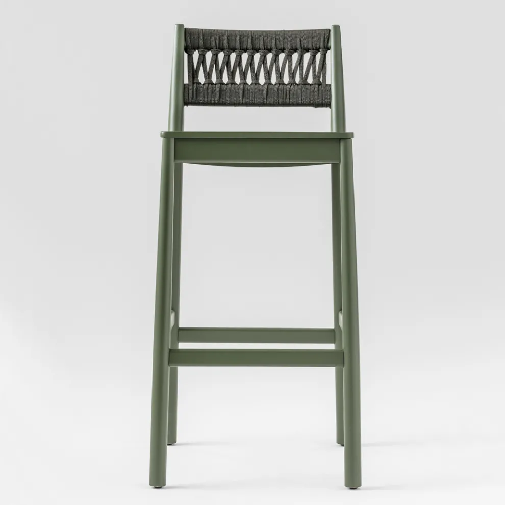 Hocker aus massiver Buche mit Webart aus farbigem Seil Made in Italy - Nora