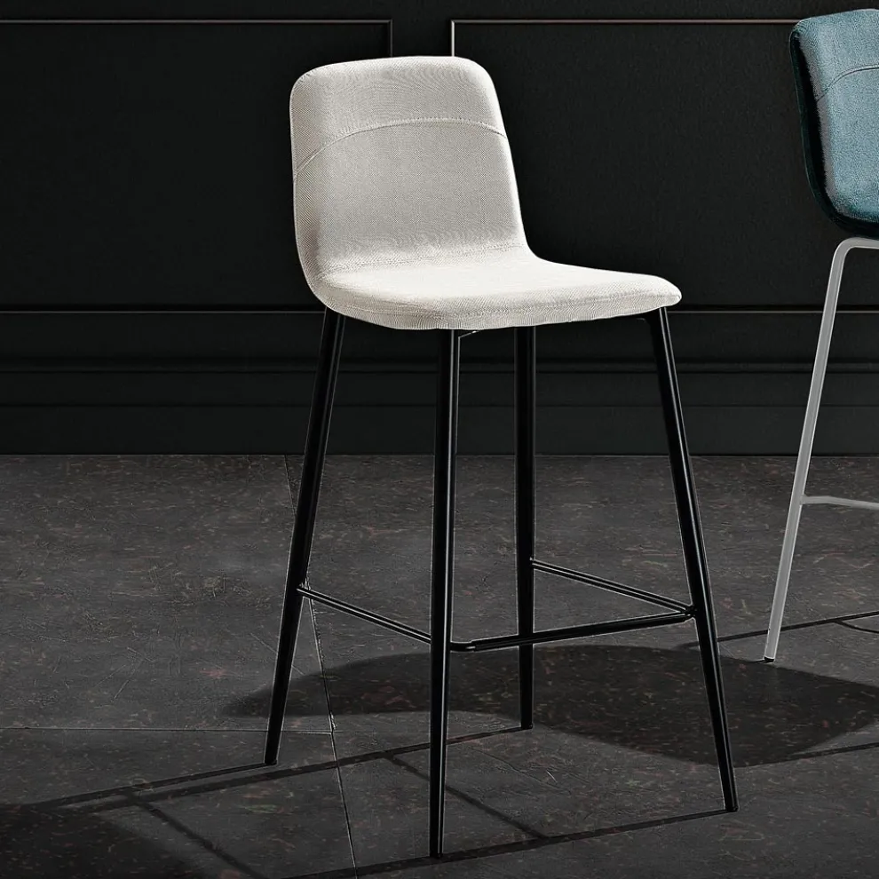 Hocker aus Stoff und anthrazitfarbenem Metalldesign Made in Italy - Nautilus