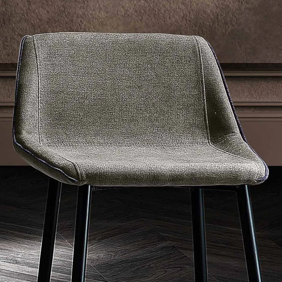 Hocker aus Stoff und anthrazitfarbenem Metalldesign Made in Italy - Marianet