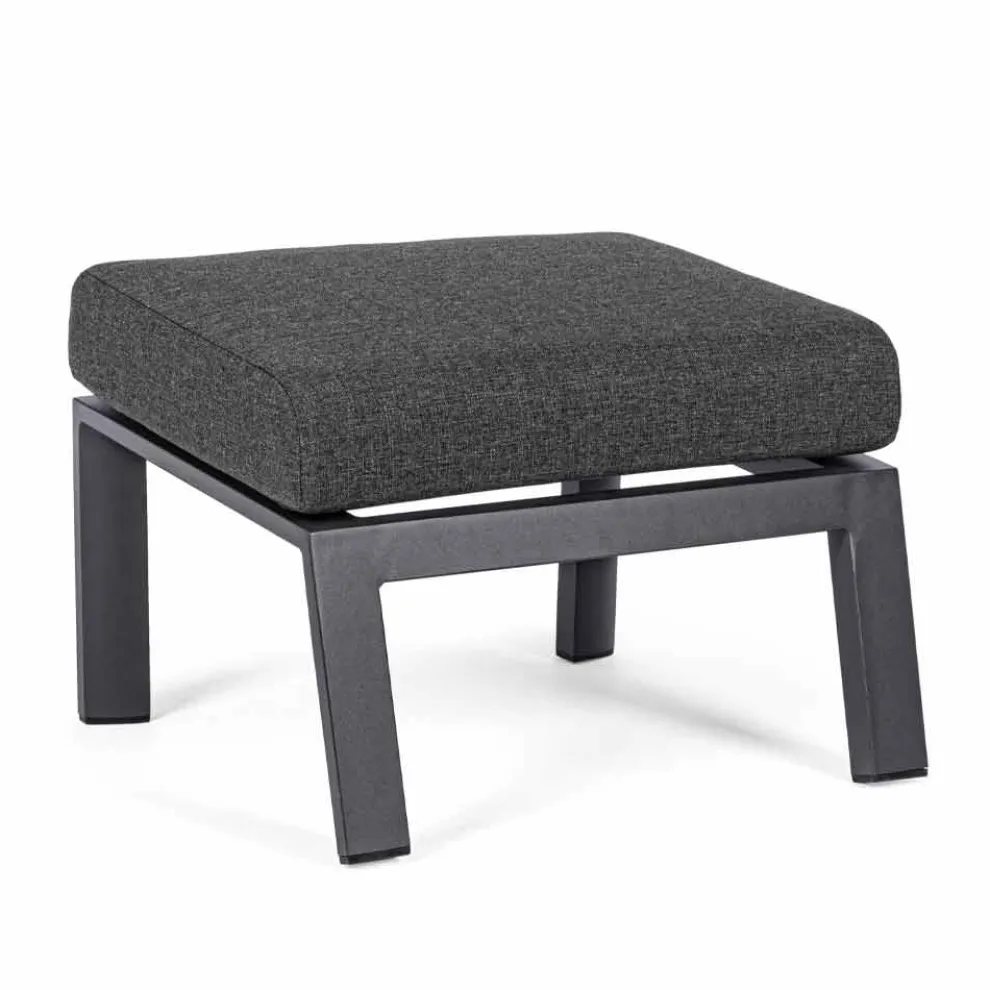 Hocker Fußstütze aus abnehmbarem Stoff und lackiertem Aluminium - Nathy