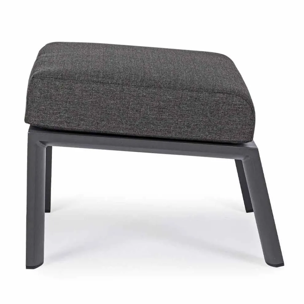 Hocker Fußstütze aus abnehmbarem Stoff und lackiertem Aluminium - Nathy