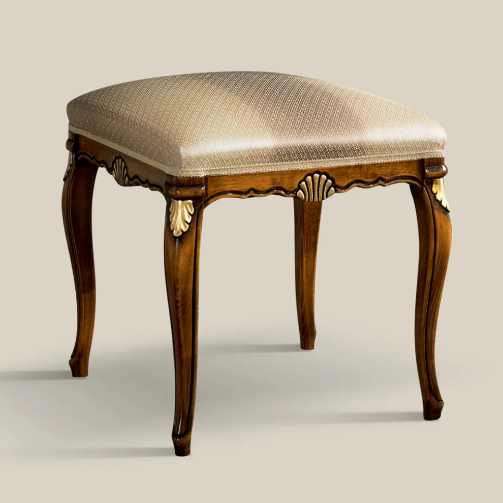 Hocker im klassischen Stil aus Holz mit Stoffbezug Made in Italy - Cambrige