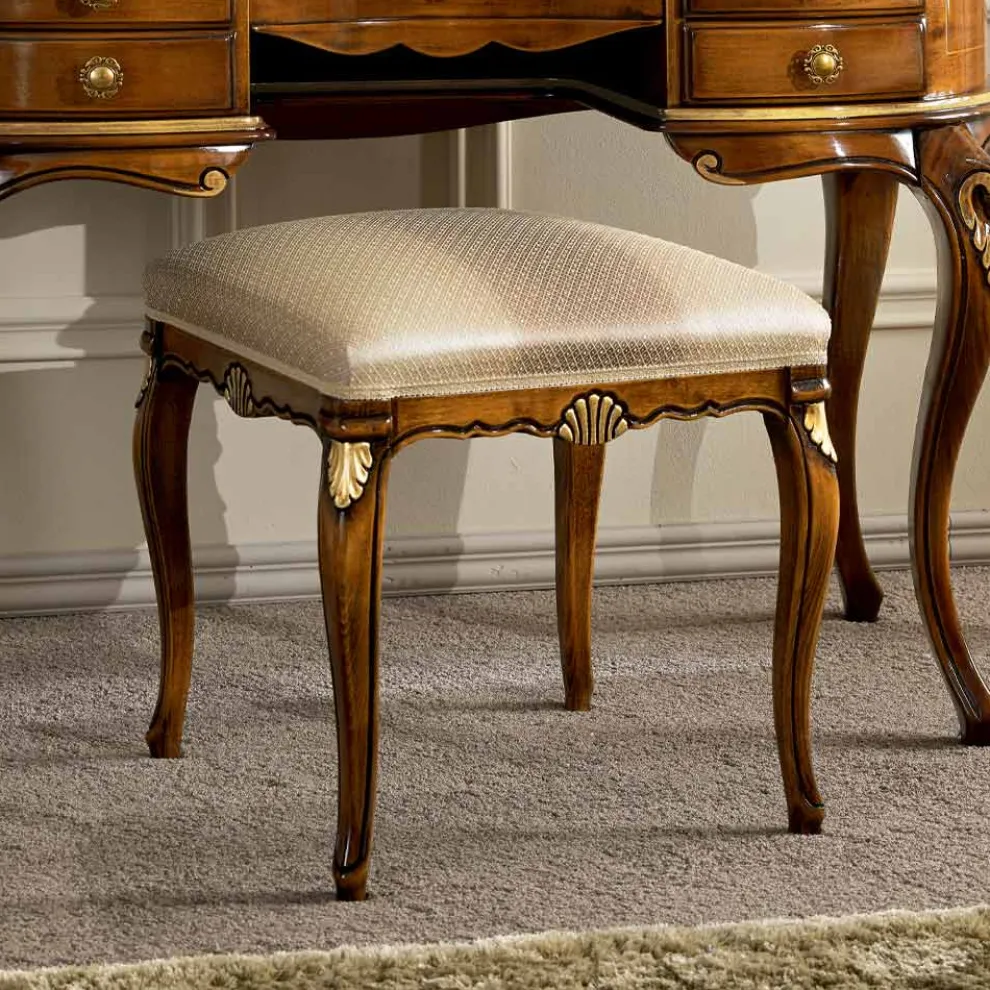 Hocker im klassischen Stil aus Holz mit Stoffbezug Made in Italy - Cambrige