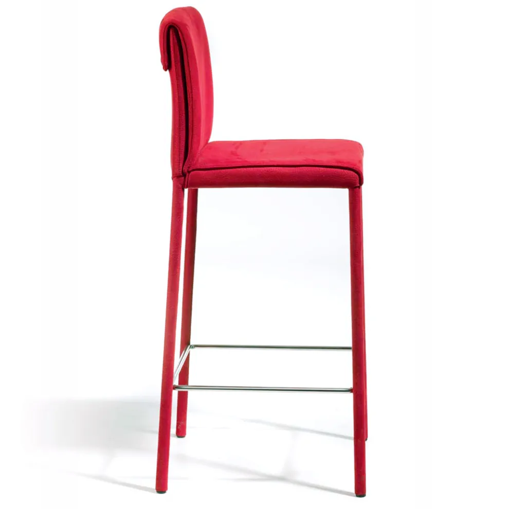 Hocker komplett gepolstert mit roter Technofaser, hergestellt in Italien – Schirm