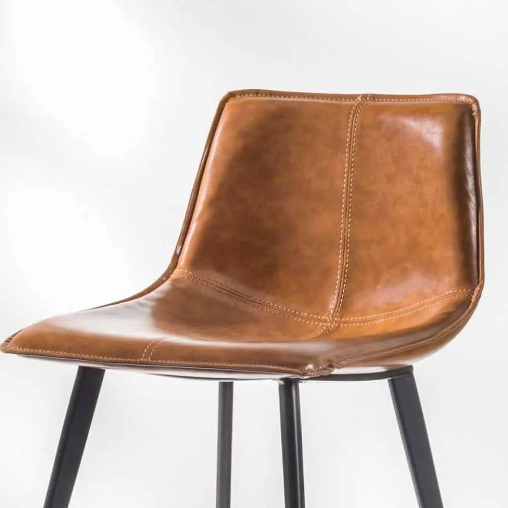 Hocker mit 4 Beinestruktur, H 65 aus Kunstleder - Ovidio