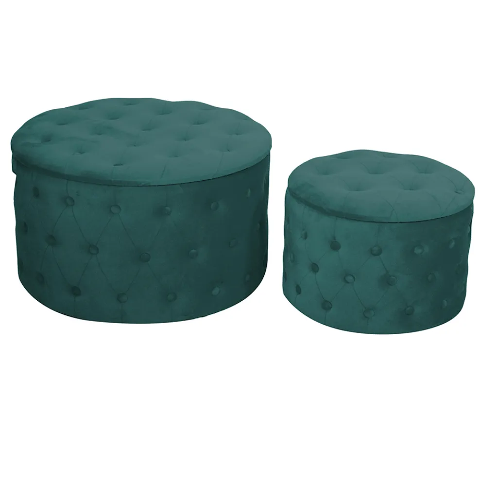 Hocker mit Behälter, bezogen mit Capitoné-Samt und Knöpfen - Arcipelago