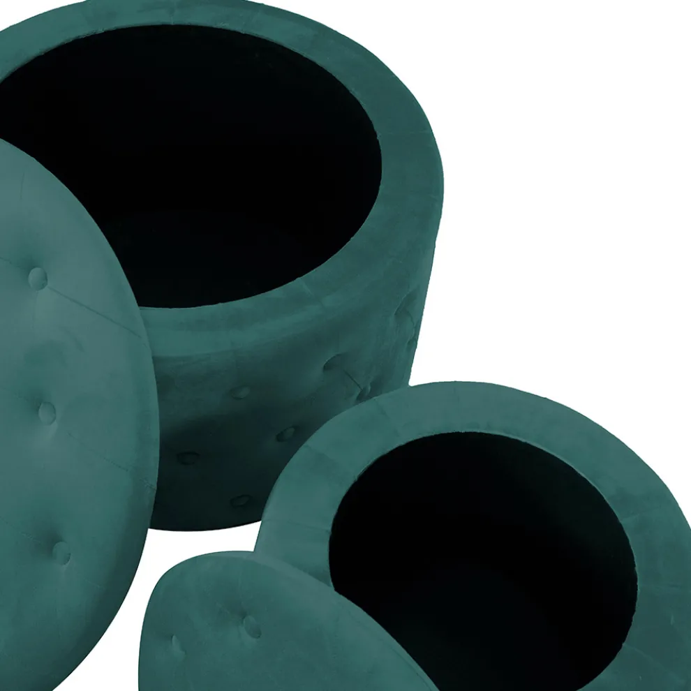 Hocker mit Behälter, bezogen mit Capitoné-Samt und Knöpfen - Arcipelago