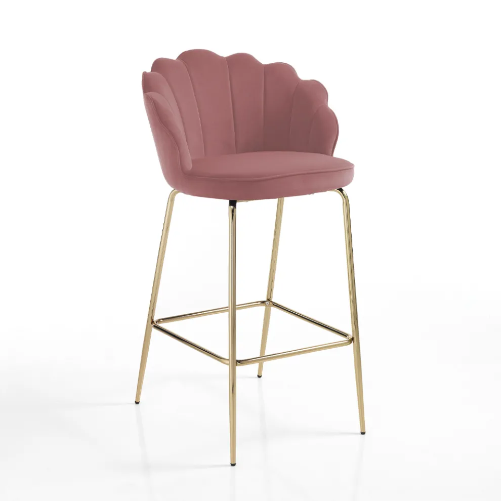 Hocker mit gepolstertem Sitz, bezogen mit Stoff – Silikon