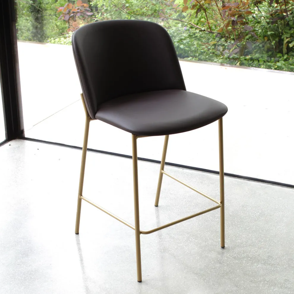 Hocker mit Metallgestell und Kunstledersitz, hergestellt in Italien – Ivy