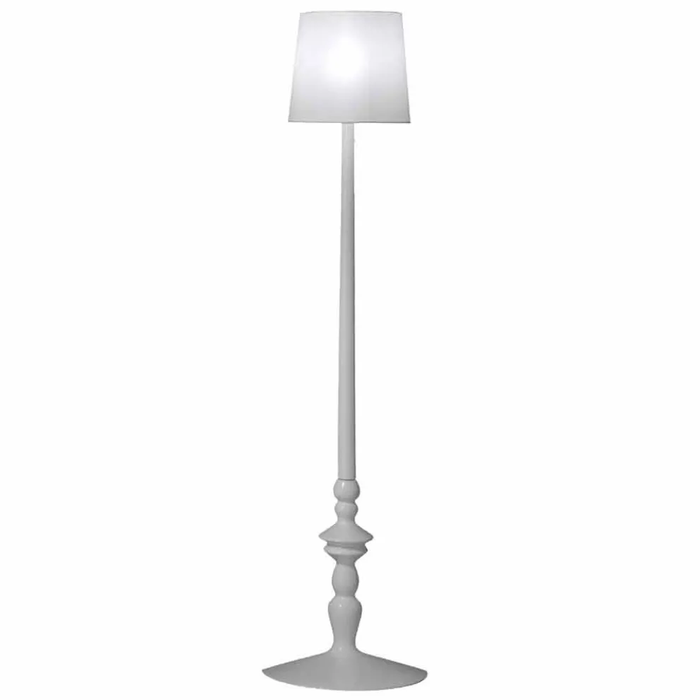 Hohe Wandapplikation aus weißer Keramik und Lampenschirm aus Leinen - Cadabra