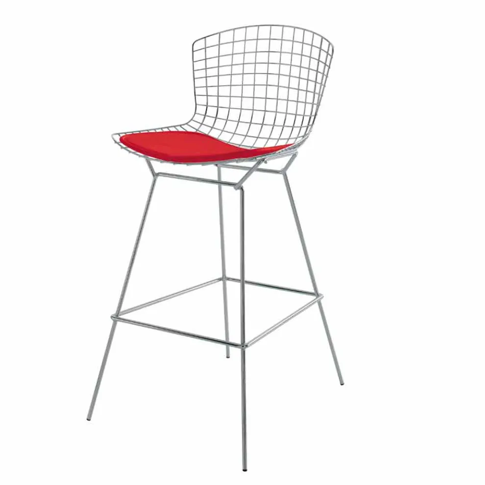 Hoher Barhocker aus Leder mit Stahlstruktur Made in Italy - Beniamino