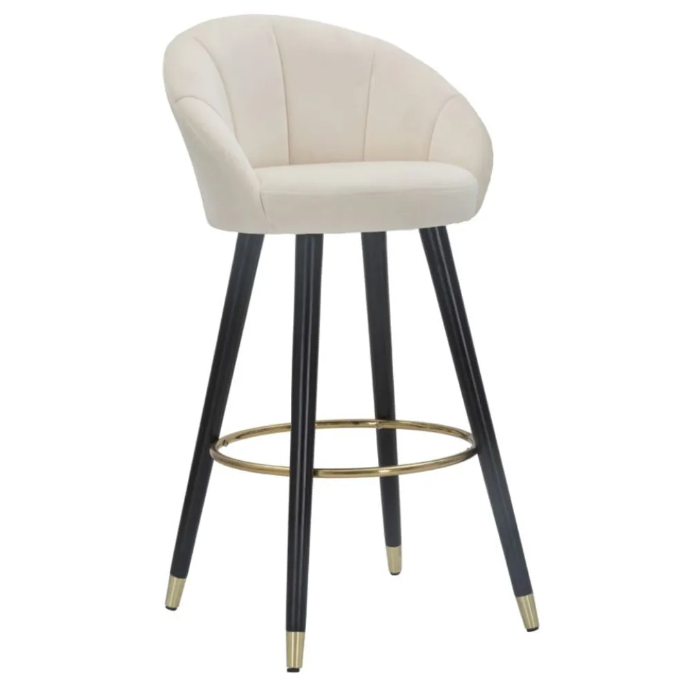 Hoher Barhocker aus Holz und Metall mit Sitz aus Polyester - Enzo