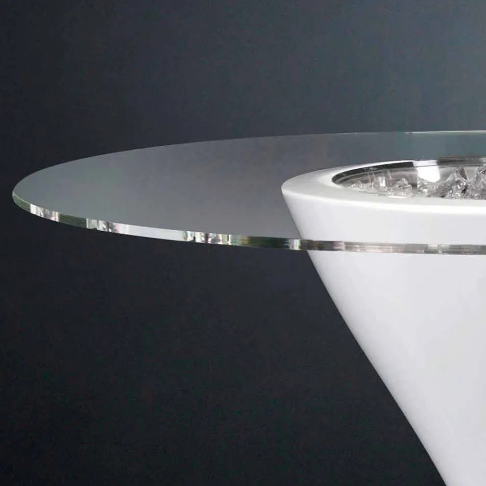 Hoher Couchtisch aus Glas und Polyethylen mit Flaschenhalter Made in Italy - Krakau