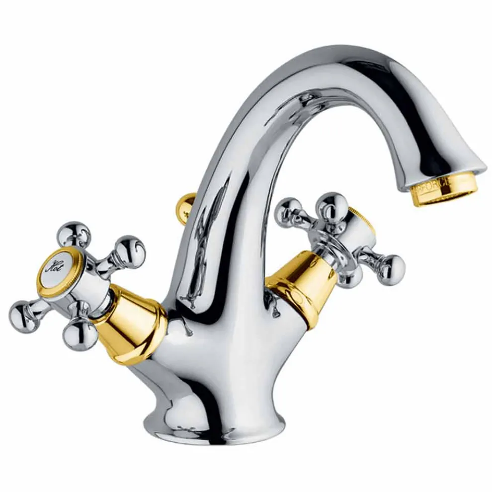 Hoher Einlochmischer für Badezimmerwaschbecken aus Messing Made in Italy - Lisca