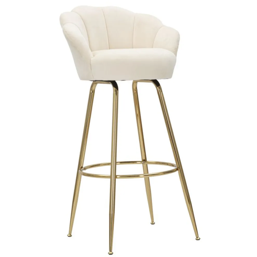 Hoher Hocker aus goldenem Eisen mit Sitz mit Samtbezug - Annina