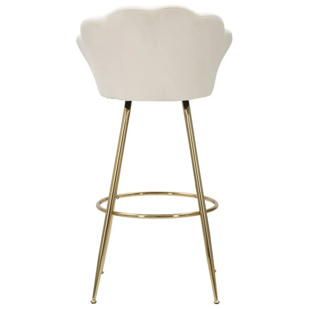 Hoher Hocker aus goldenem Eisen mit Sitz mit Samtbezug - Annina