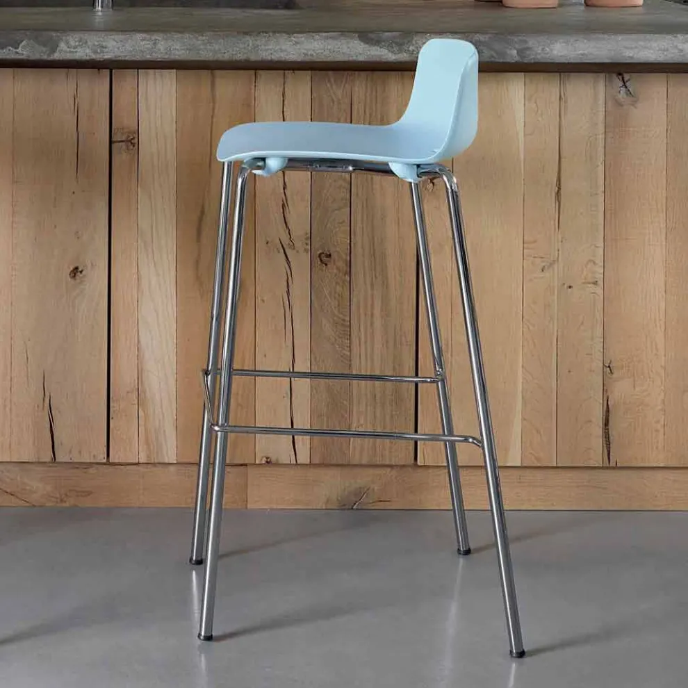 Hoher Hocker aus Metall und Polypropylen Hergestellt in Italien, 2 Stück - Christabel