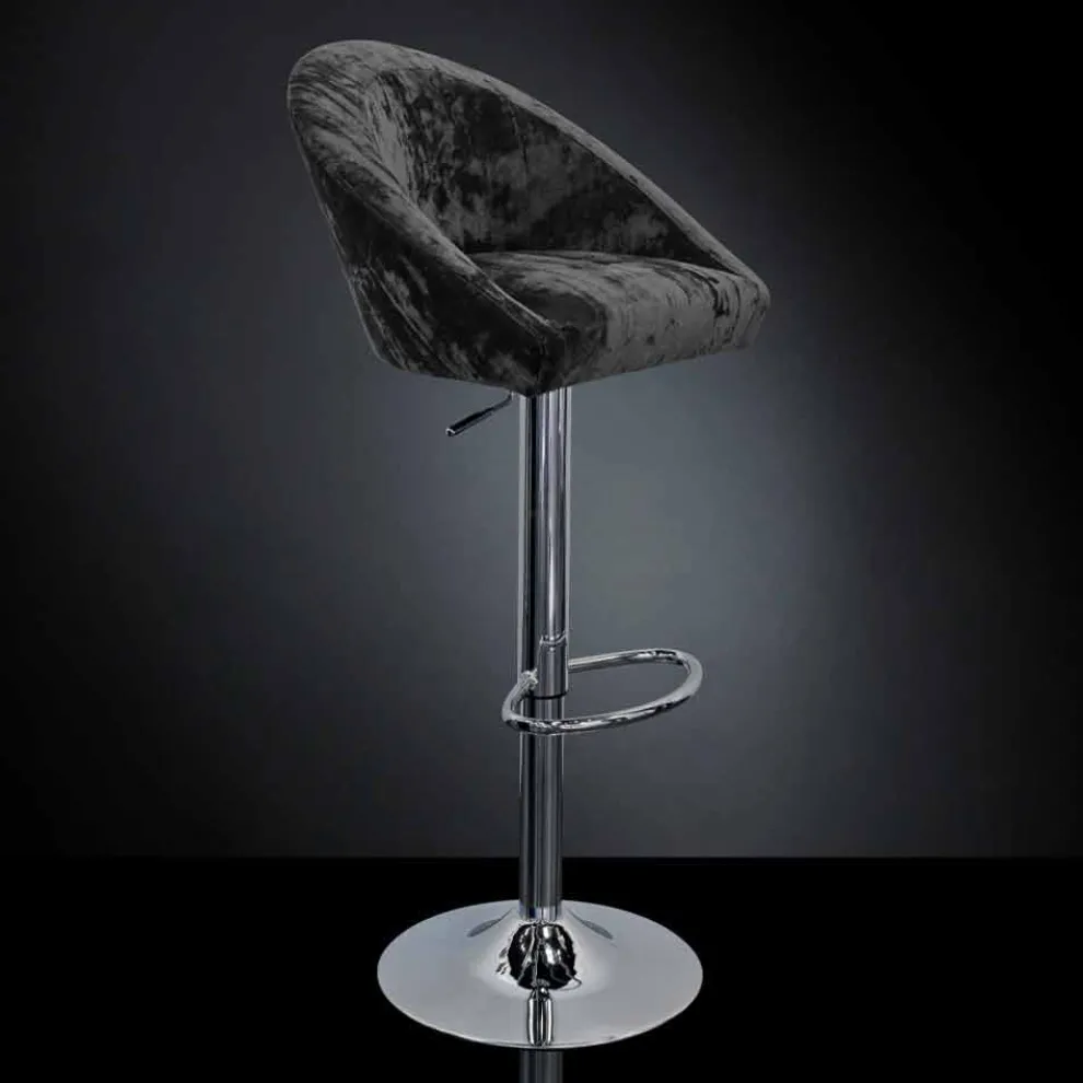 Hoher Hocker aus Samt und Stahl mit verstellbarem Lift Made in Italy - Bilbao