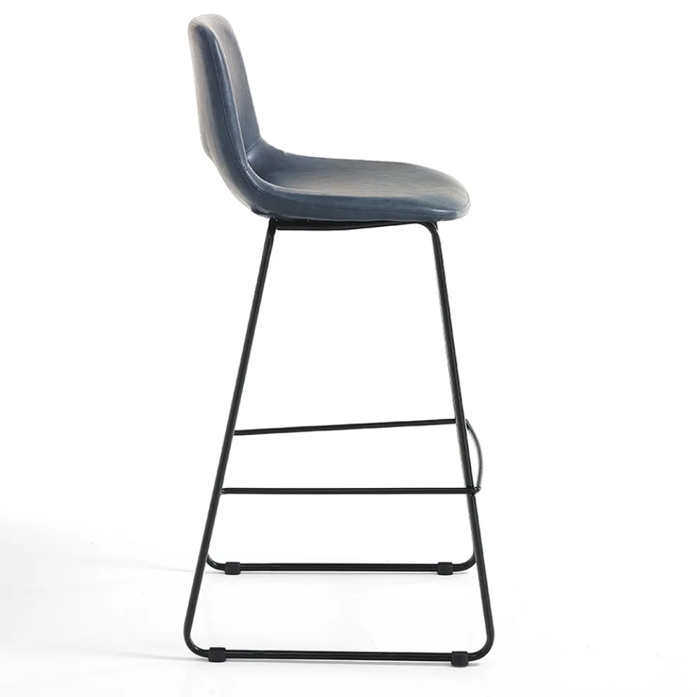 Hoher Küchenhocker aus Kunstleder und schwarzem Metall 2-teilig - Yuri