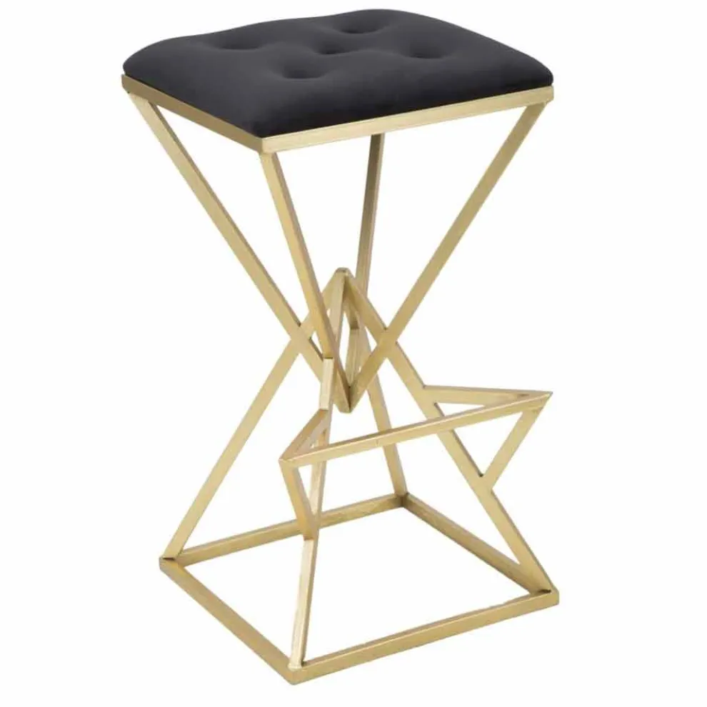 Hoher quadratischer Design-Barhocker aus Eisen und Stoff - Sillie