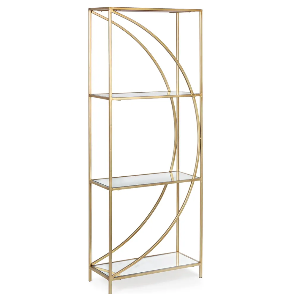 Hohes Bücherregal aus Stahl und 3 Glasböden Elegantes Design - Noralea