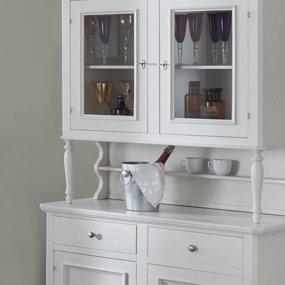 Hohes Sideboard mit Wohnzimmervitrine aus Holz, hergestellt in Italien – Bran