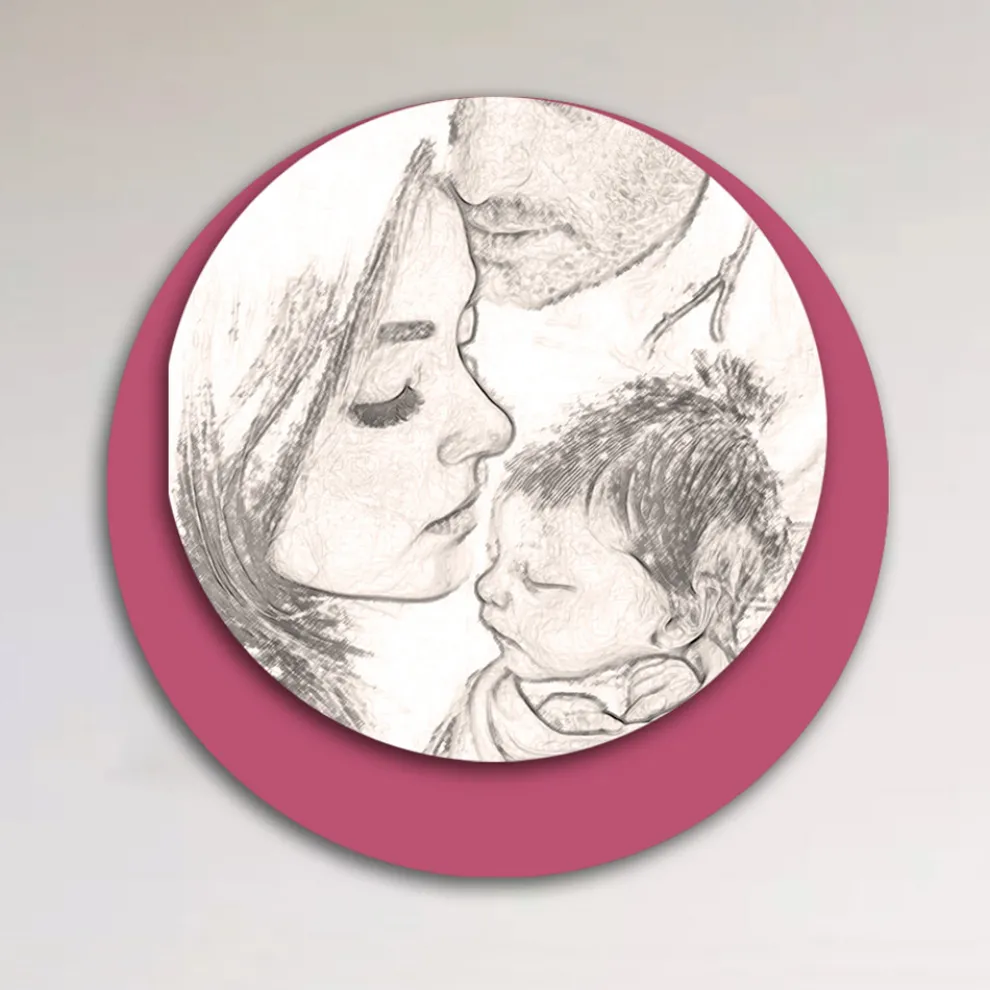 Holzbild mit Aufdruck einer vereinten Familie, hergestellt in Italien – Kanada