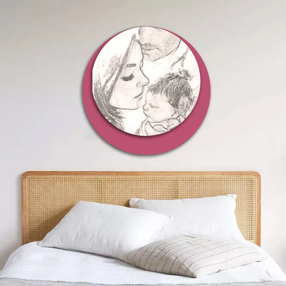 Holzbild mit Aufdruck einer vereinten Familie, hergestellt in Italien – Kanada