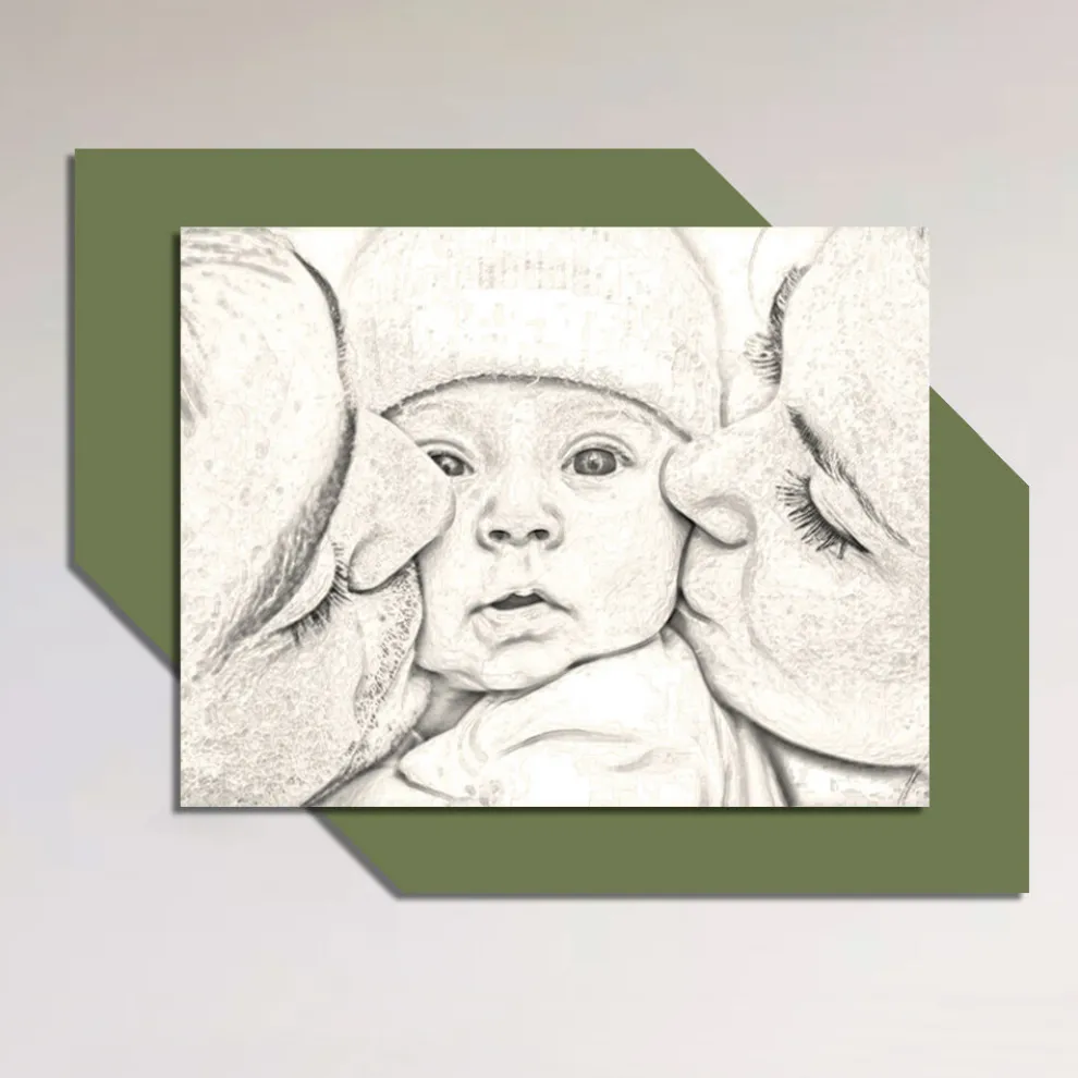 Holzbild mit Aufdruck eines Kusses für ein Kind, hergestellt in Italien – Andorra