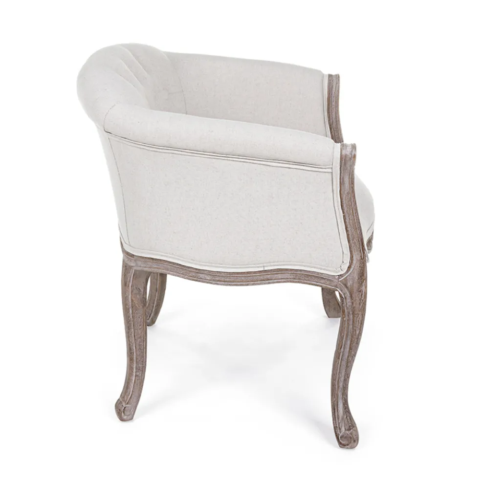 Holzsesselsitz in natürlichem Leinen und klassischem Design aus Baumwolle - Katen