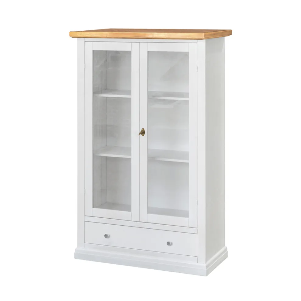 Holzvitrine mit 1 Schublade, 2 Türen und 2 Regalen, hergestellt in Italien – Nanna