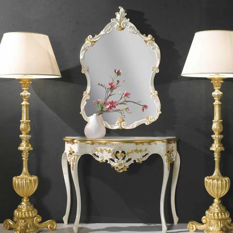 Holzwandspiegel, Konsole, MDF-Platte made in Italy Gianluca