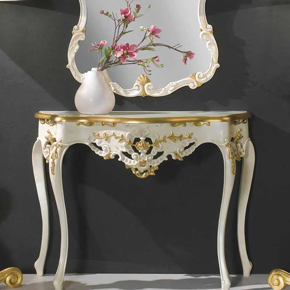 Holzwandspiegel, Konsole, MDF-Platte made in Italy Gianluca