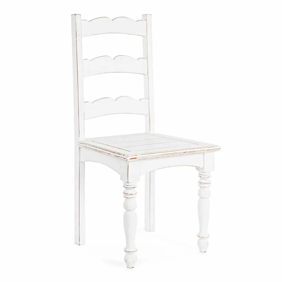 Homemotion Classic Design Massiver Mango Holz Stuhl - Blanche