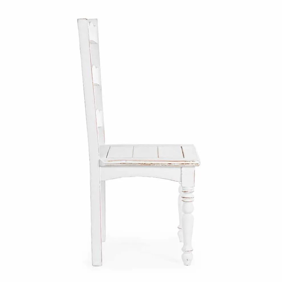 Homemotion Classic Design Massiver Mango Holz Stuhl - Blanche